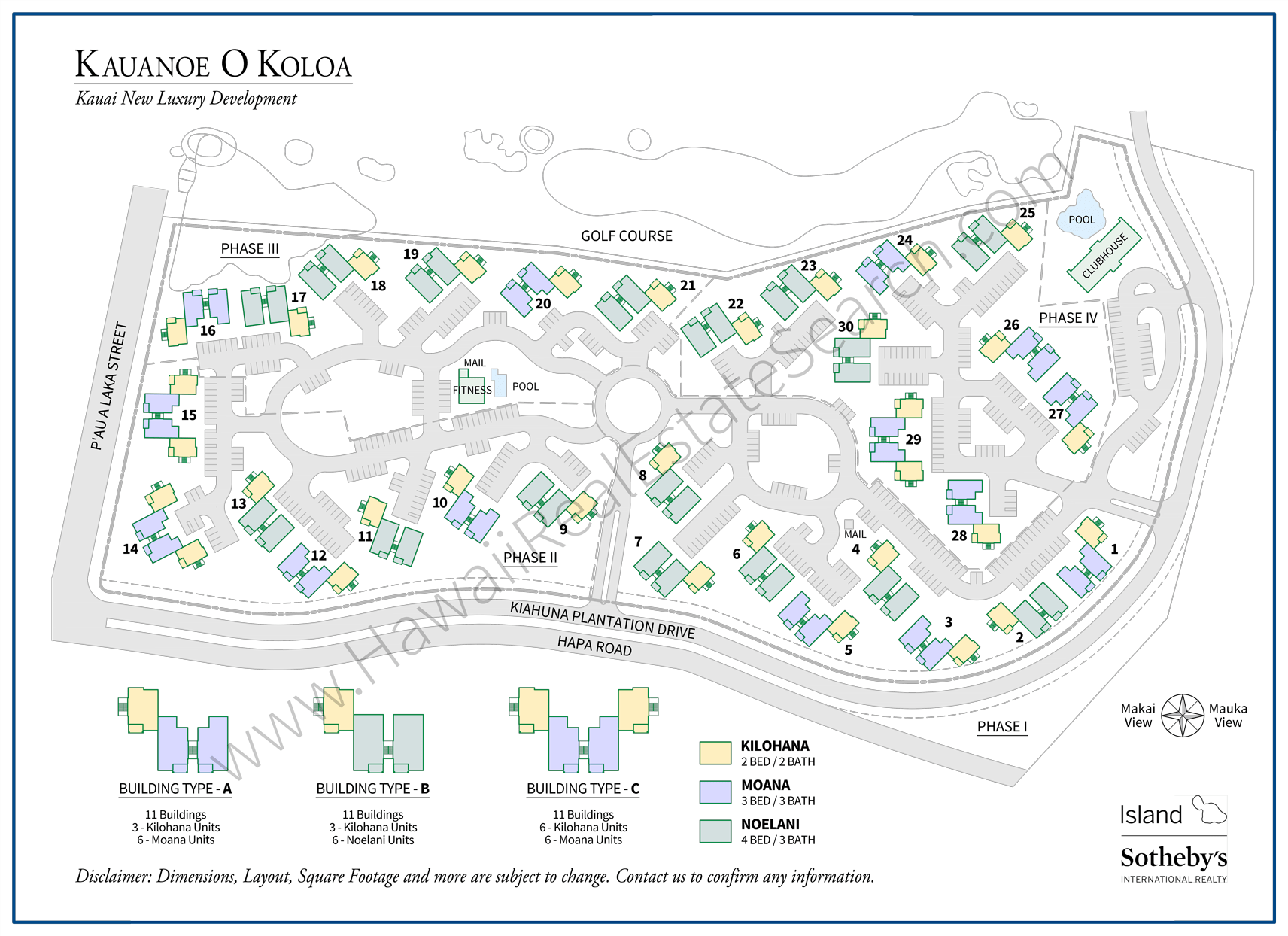 Kauanoe O Koloa Map - Detailed all phases